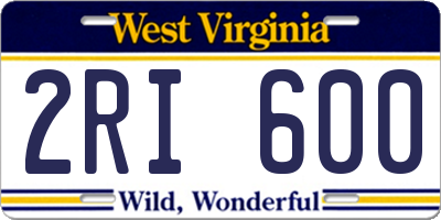 WV license plate 2RI600