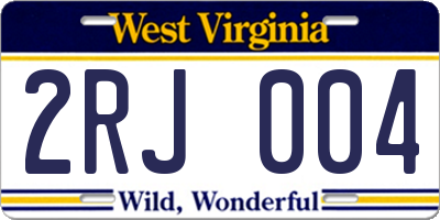 WV license plate 2RJ004