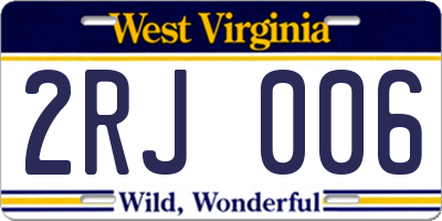 WV license plate 2RJ006