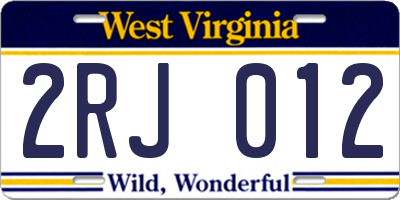 WV license plate 2RJ012