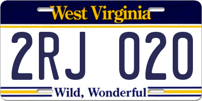 WV license plate 2RJ020