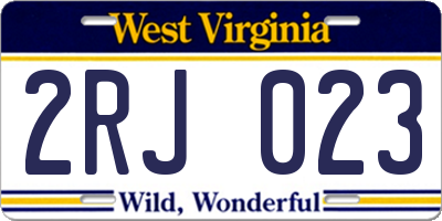 WV license plate 2RJ023