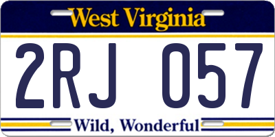 WV license plate 2RJ057