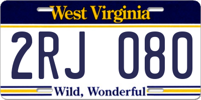 WV license plate 2RJ080