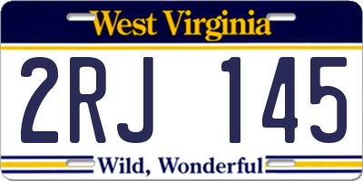 WV license plate 2RJ145
