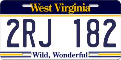 WV license plate 2RJ182