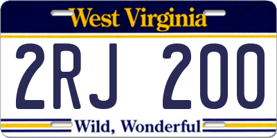WV license plate 2RJ200