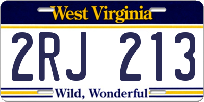 WV license plate 2RJ213