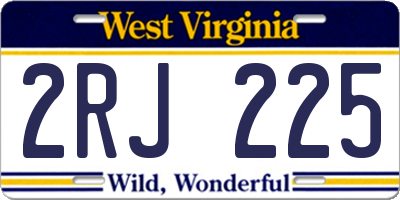 WV license plate 2RJ225