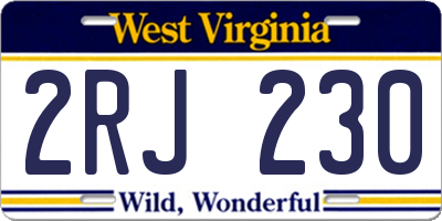 WV license plate 2RJ230