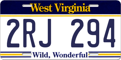 WV license plate 2RJ294