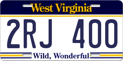 WV license plate 2RJ400