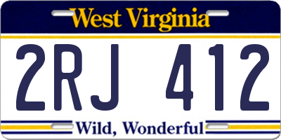 WV license plate 2RJ412