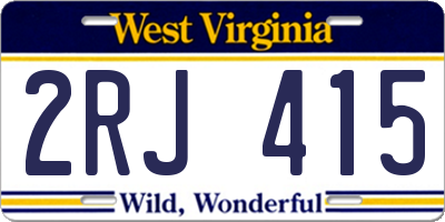 WV license plate 2RJ415