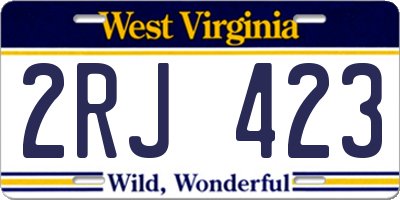 WV license plate 2RJ423