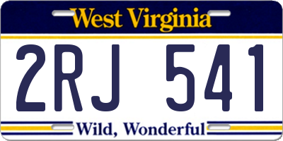 WV license plate 2RJ541