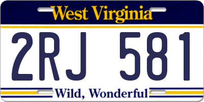 WV license plate 2RJ581