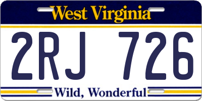 WV license plate 2RJ726