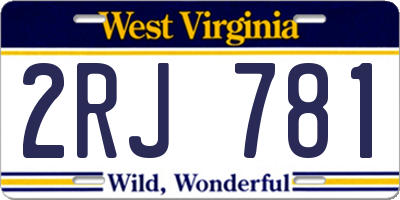 WV license plate 2RJ781