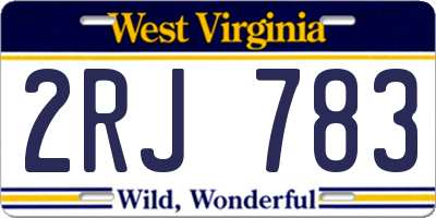 WV license plate 2RJ783