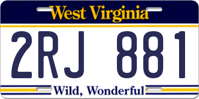 WV license plate 2RJ881