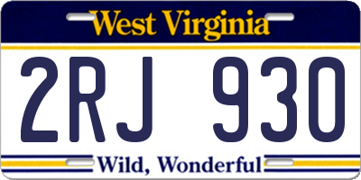 WV license plate 2RJ930