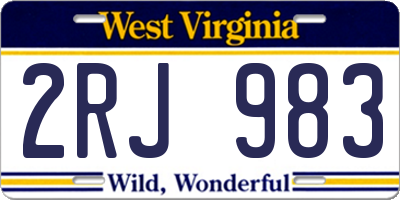 WV license plate 2RJ983