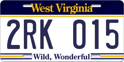 WV license plate 2RK015