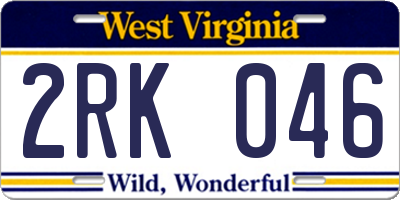 WV license plate 2RK046