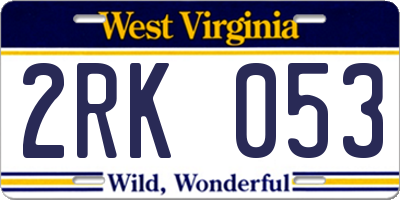 WV license plate 2RK053