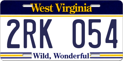 WV license plate 2RK054