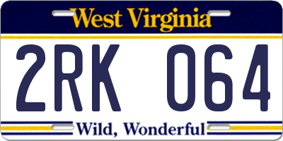 WV license plate 2RK064