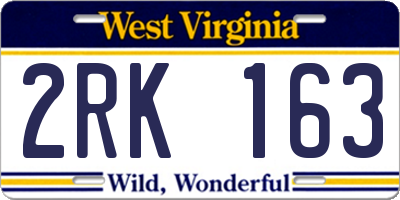 WV license plate 2RK163