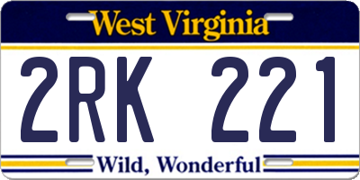 WV license plate 2RK221