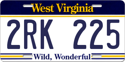 WV license plate 2RK225