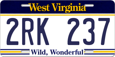 WV license plate 2RK237