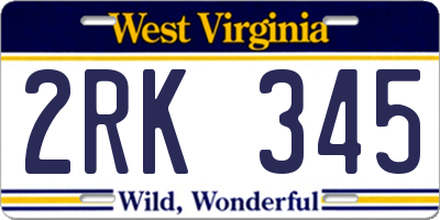 WV license plate 2RK345