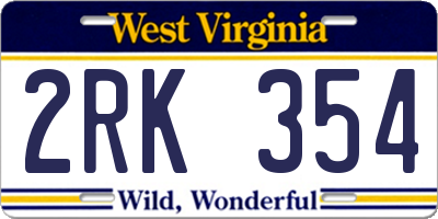 WV license plate 2RK354