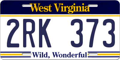 WV license plate 2RK373