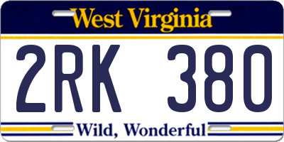 WV license plate 2RK380