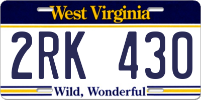 WV license plate 2RK430
