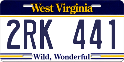 WV license plate 2RK441