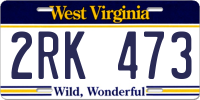 WV license plate 2RK473