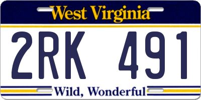 WV license plate 2RK491