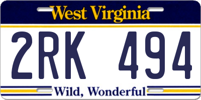 WV license plate 2RK494