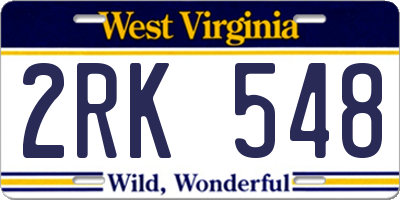WV license plate 2RK548
