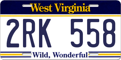 WV license plate 2RK558