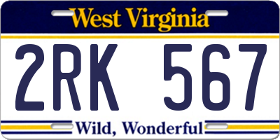WV license plate 2RK567