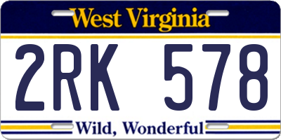 WV license plate 2RK578