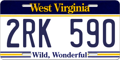 WV license plate 2RK590